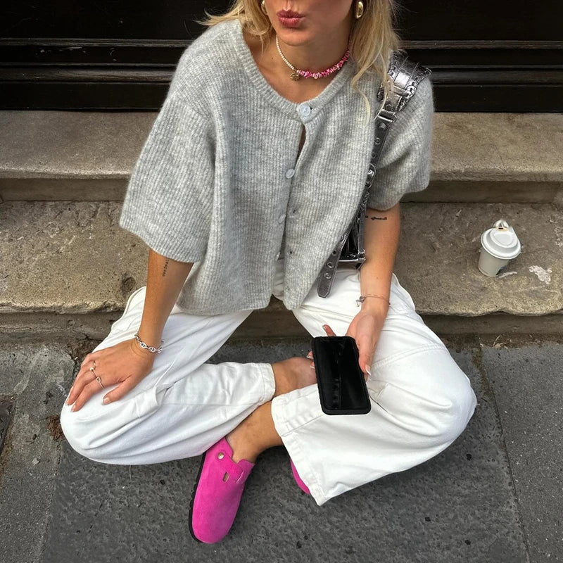 Cardigans vintage à manches courtes pour femmes