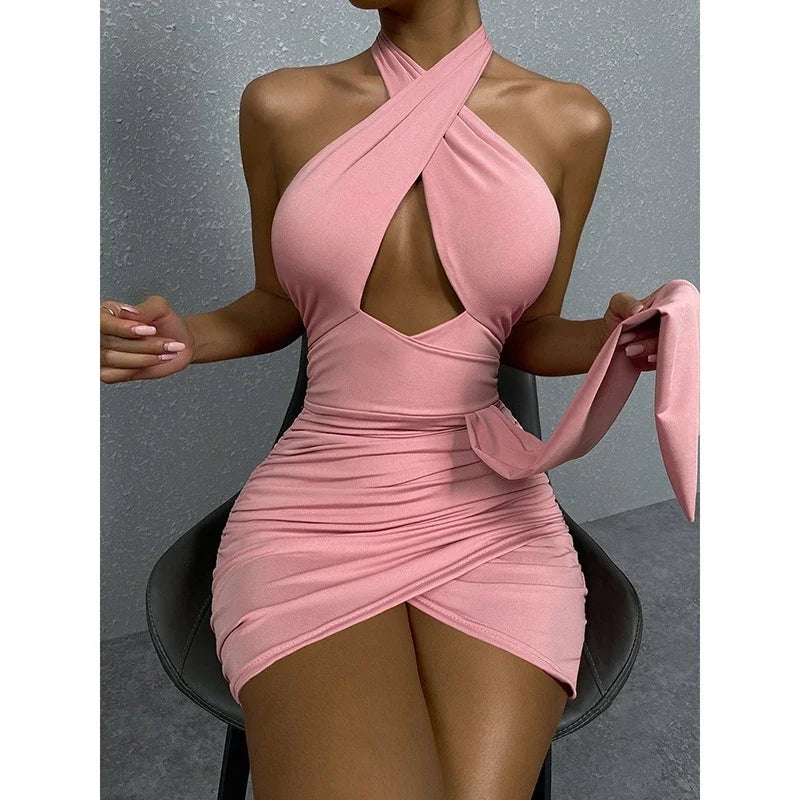Mini-Robe de Soirée Femme – Sans Manches et Dos Nu