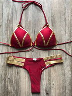 Maillot de bain deux pièces soutien-gorge push up et string pour femmes