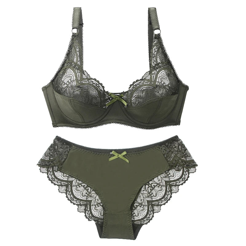 Ensemble de soutien-gorge Push Up, avec nœud en dentelle avec culotte pour femmes