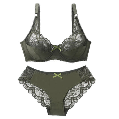 Ensemble Lingerie Femme – Push-Up à Nœud en Dentelle et Culotte
