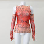 T-shirt en maille transparente pour femmes