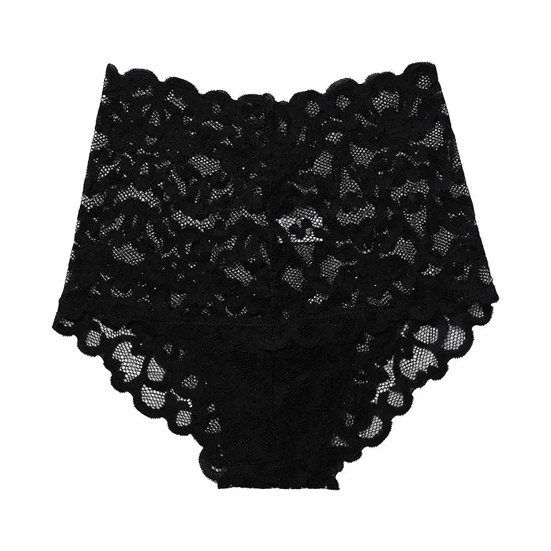Culottes taille haute en dentelle transparente pour femmes