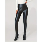 Leggings moulant taille haute en similicuir pour femmes