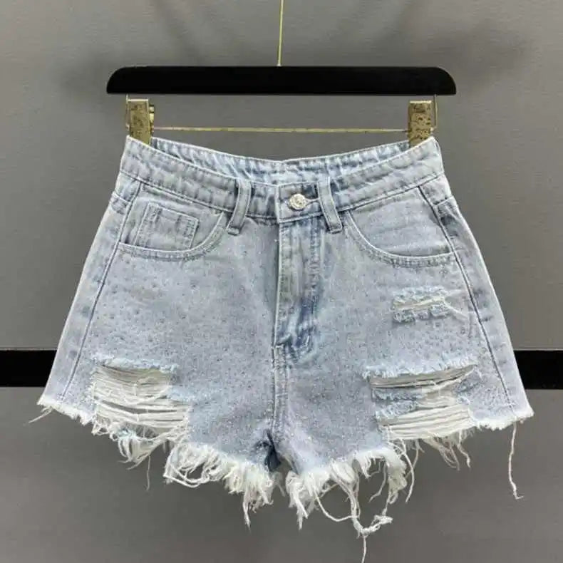 Shorts en jean taille haute pour femmes