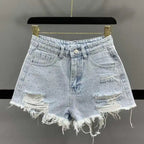 Shorts en jean taille haute pour femmes