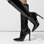 Bottes hautes en cuir noir pour femmes