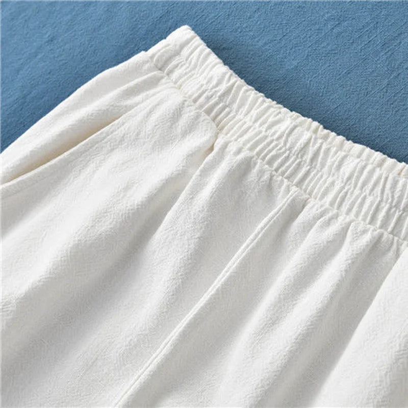 Pantalon en coton et lin pour femmes