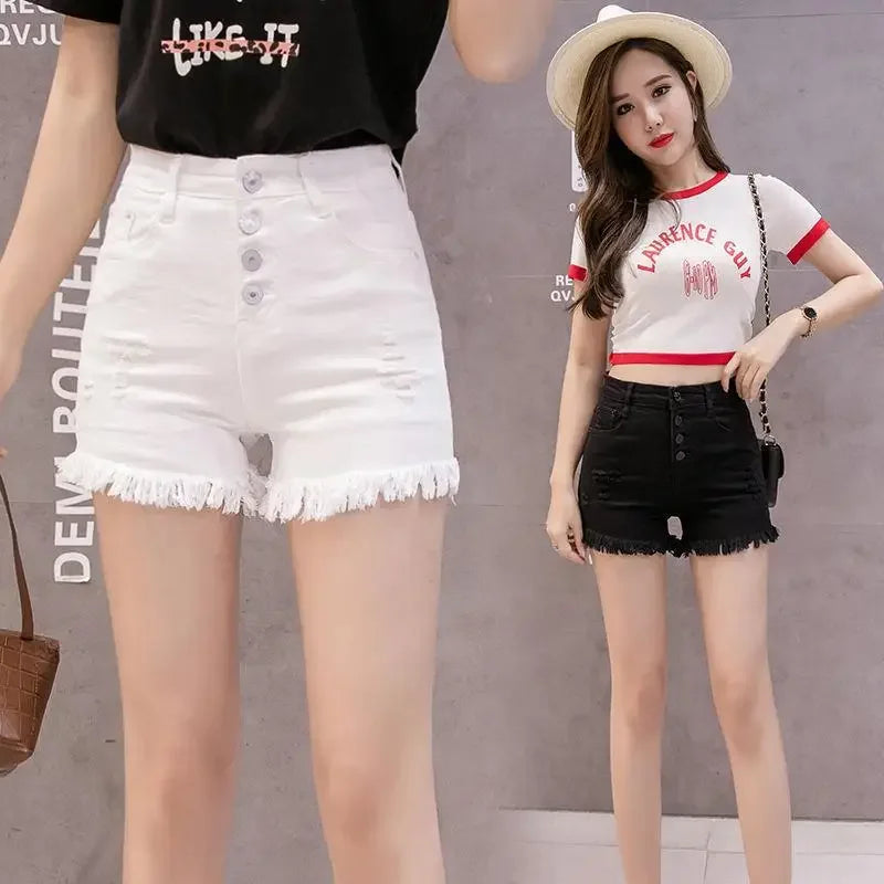 Short en jean taille haute pour femmes