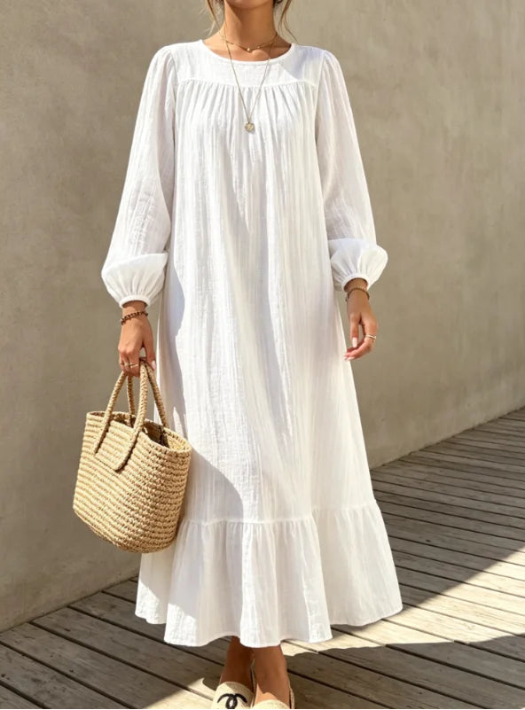 Robe Longue Fluide Femme – Effet Froissé Élégant
