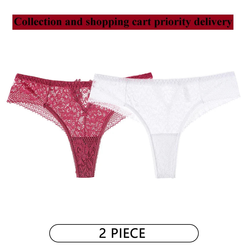 String sexy en dentelle brodée pour femmes