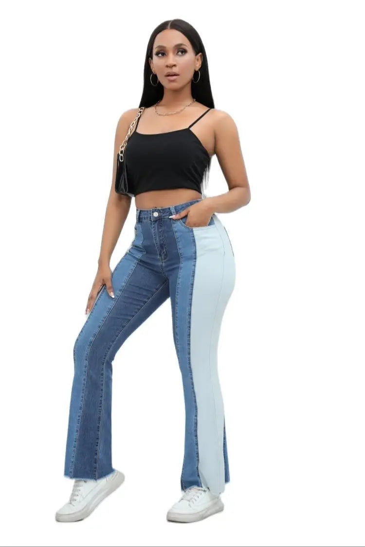 Pantalon en Jeans  taille haute pour femmes