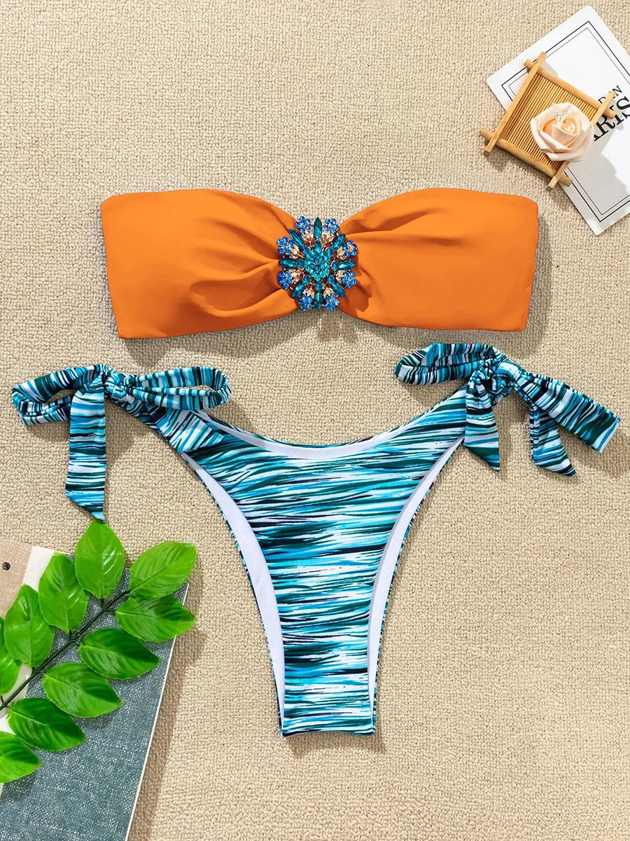 Maillot de bain deux pièces avec biscuits pour femmes