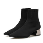 Bottines à talons carrés et bout pointu pour femmes