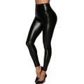 Leggings gainants taille haute en similicuir pour femmes