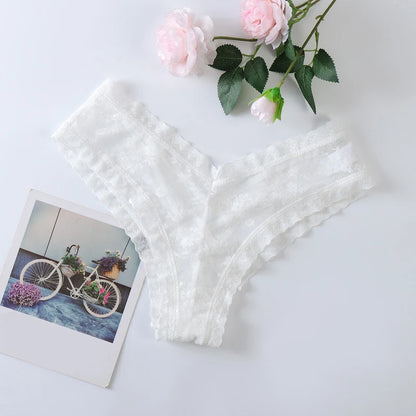 String Dentelle Femme – Fleurs et Brides Croisées