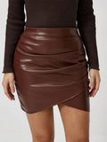 Jupe en cuir PU pour femmes