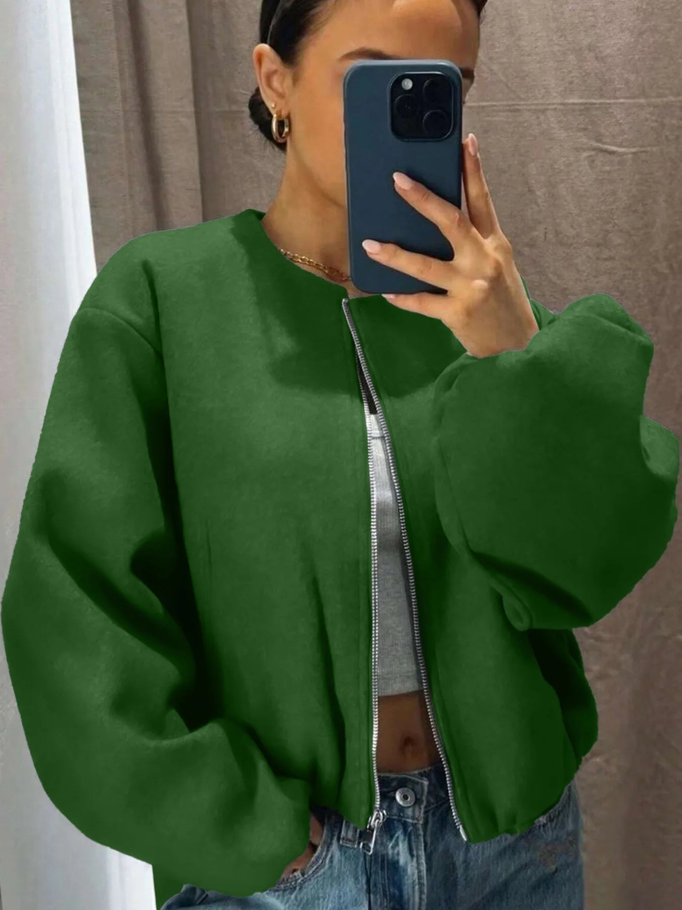 Veste cardigan à fermeture éclair pour femmes
