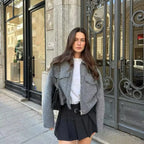 Manteau en laine avec fermeture éclair de luxe pour femmes