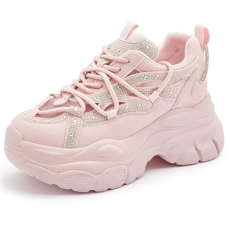 Basket en cuir véritable creux pour femmes