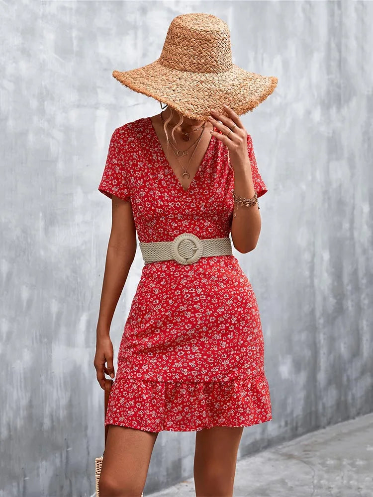 Robe d'été courte style Boho pour femmes