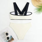 Maillot de bain trois pièces taille haute pour femmes