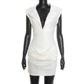 Robe à décolleté plongeant sans manches pour femmes