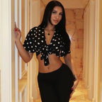 Crop top sexy à pois pour femmes