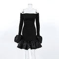Robe noire élégante à épaules dénudées pour femmes