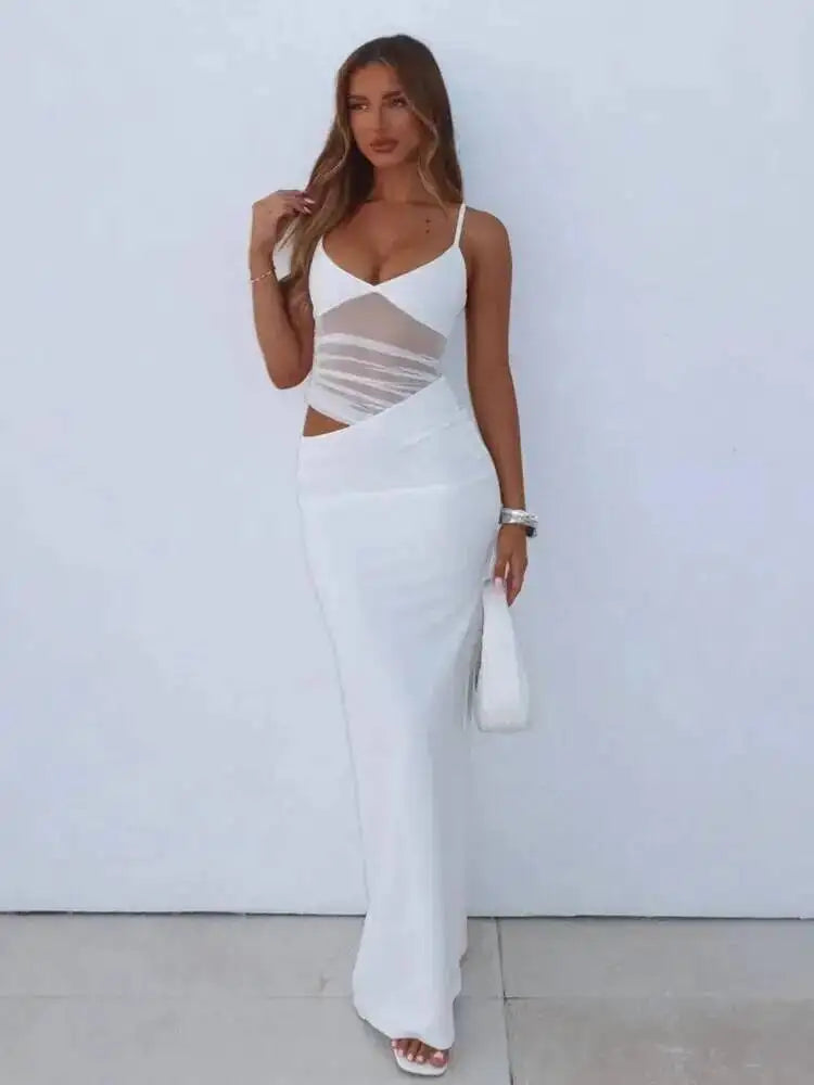 Robe longue en maille épissage pour femmes