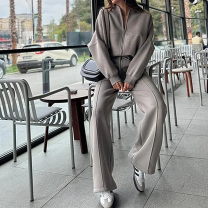 Ensemble Sportswear Femme – Cardigan Court Zippé et Pantalon