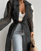 Manteau boutonné à manches longues pour femmes