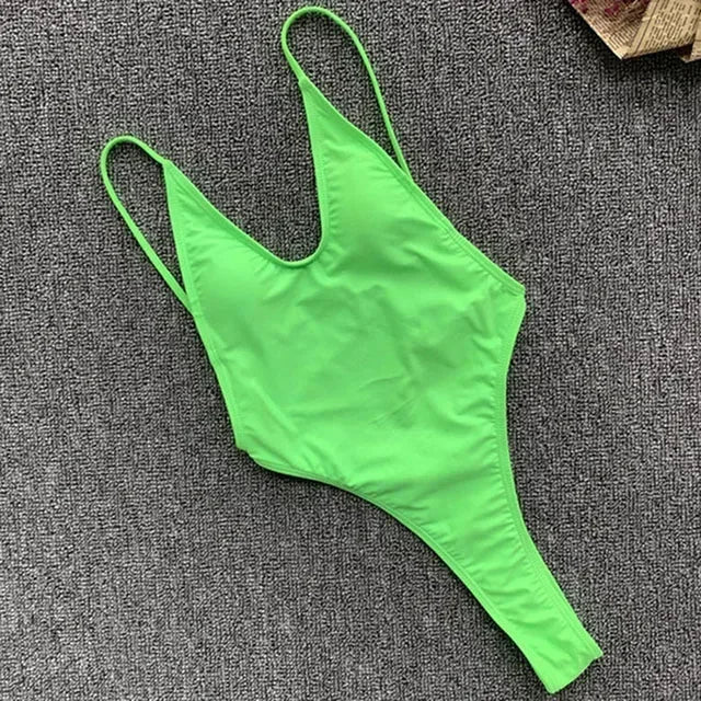 Maillot de bain une pièce, string, croisé, dos nu, diamant, coupe haute, pour femmes