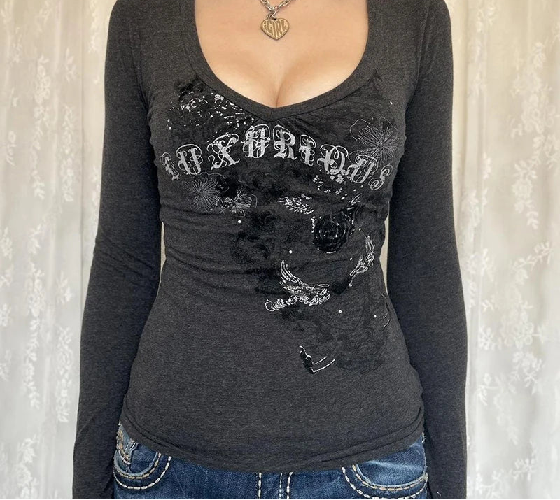 T-shirt court à manches longues pour femmes