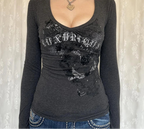 T-shirt court à manches longues pour femmes