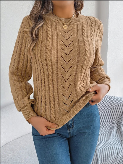 Pull Ajouré Femme – Maille Torsadée et Manches Lanterne