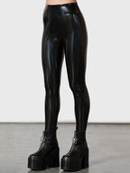 Leggings en cuir PU taille haute pour femmes