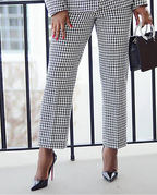 Ensemble deux pièces blazer et pantalon pied-de-poule élégant pour femmes