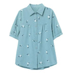 Chemise florale à manches courtes imprimée pour femmes