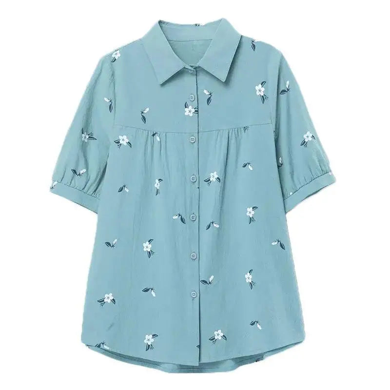 Chemise florale à manches courtes imprimée pour femmes