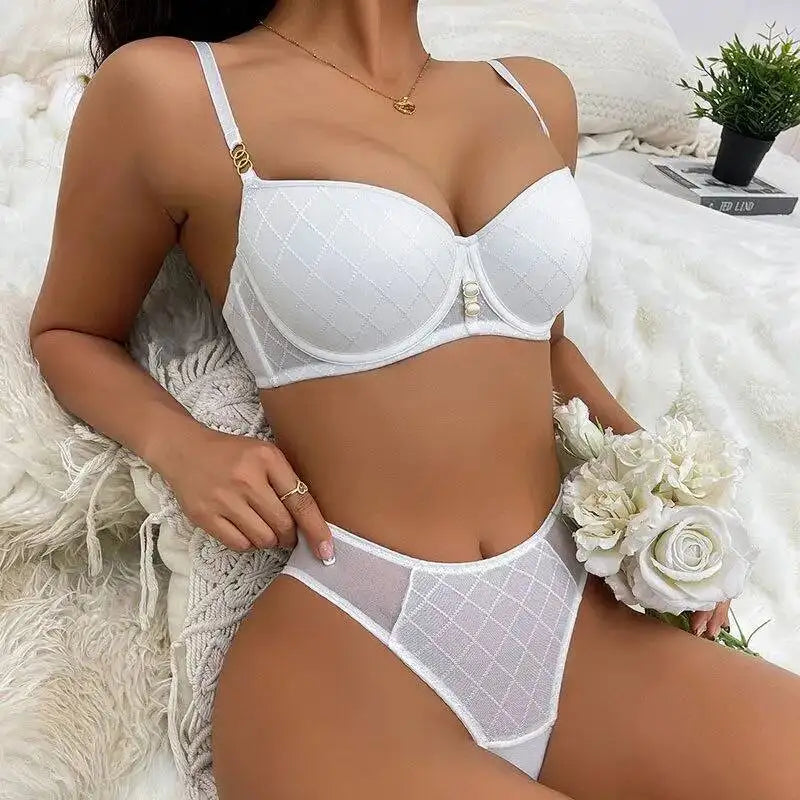 Ensemble de soutien-gorge avec anneau en acier et culotte assortie pour femmes