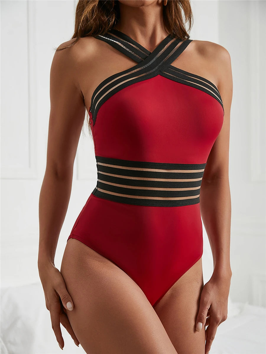 Maillot de bain une pièce sexy en maille pour femmes