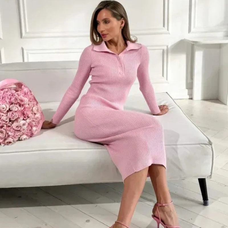 Robe élégante en maille côtelée pour femmes