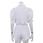 Ensemble deux pièces crop top à volants et short taille haute pour femme