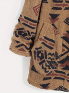 Manteau en peluche autrichien ultra-fin imprimé national aztèque pour femmes