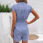Combinaison short rayée décontractée pour femmes