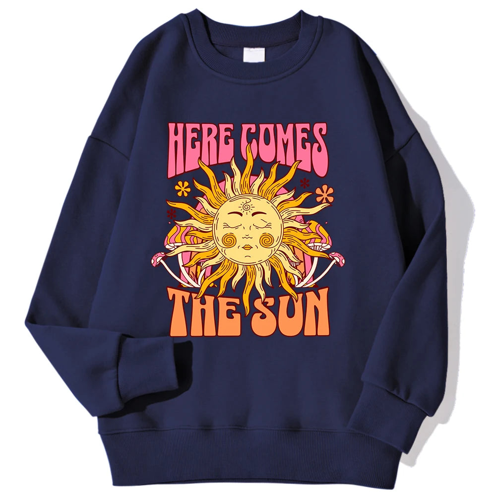 Sweat-shirt à capuche imprimé léopard et soleil pour femmes