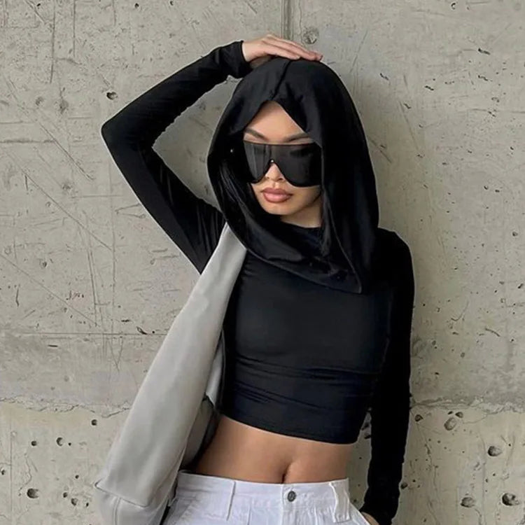 T-Shirt à capuche et  manches longues pour femmes