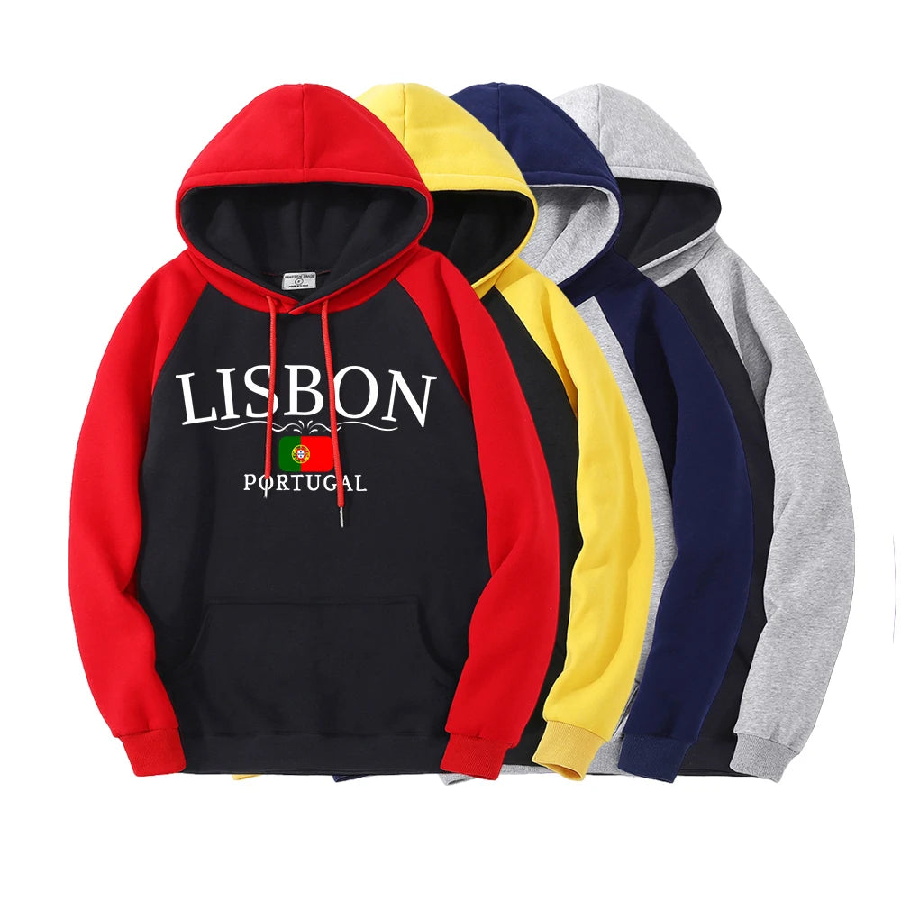 Sweat à capuche raglan imprimé Lisbonne Portugal pour femmes