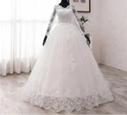 Robe de mariée à manches longues avec appliques en dentelle pour femmes